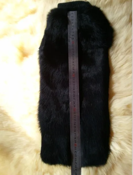 New lady natural rabbit fur leg warmer socks warm 50cm 25cm black