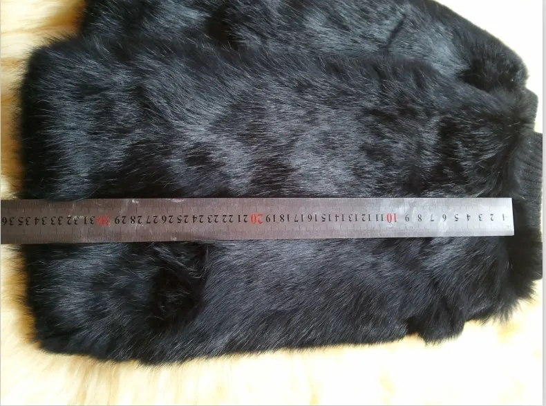 New lady natural rabbit fur leg warmer socks warm 50cm 25cm black