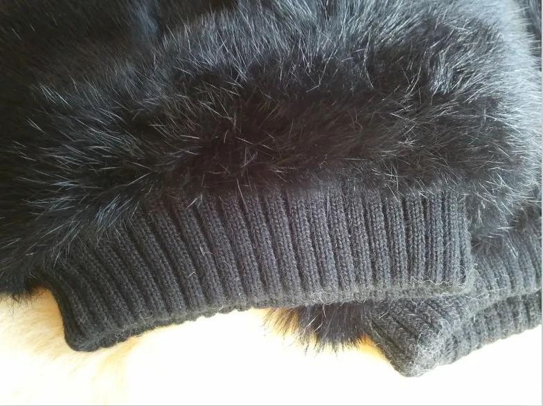 New lady natural rabbit fur leg warmer socks warm 50cm 25cm black