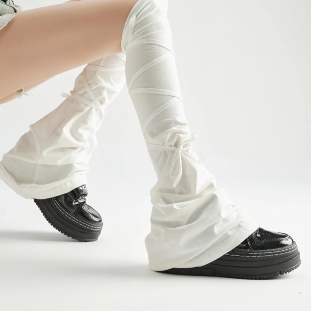 Y2k Women Leg Warmer Multicolor Lace Up Closure Lace Up Leg Warmers Girls Solid Color Over The Knee Tie-up Thigh-high Foot Socks