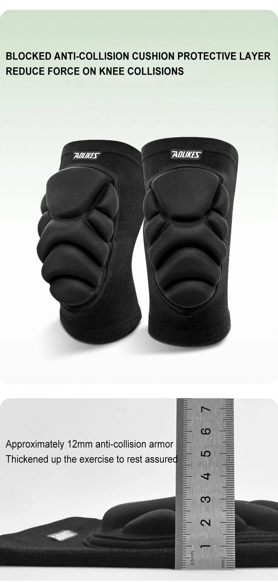 AOLIKES New Knee Pads, Anti-Slip Collision Avoidance Kneepads with Thick EVA Foam, for Volleyball, Football Dance Knee Sleeve