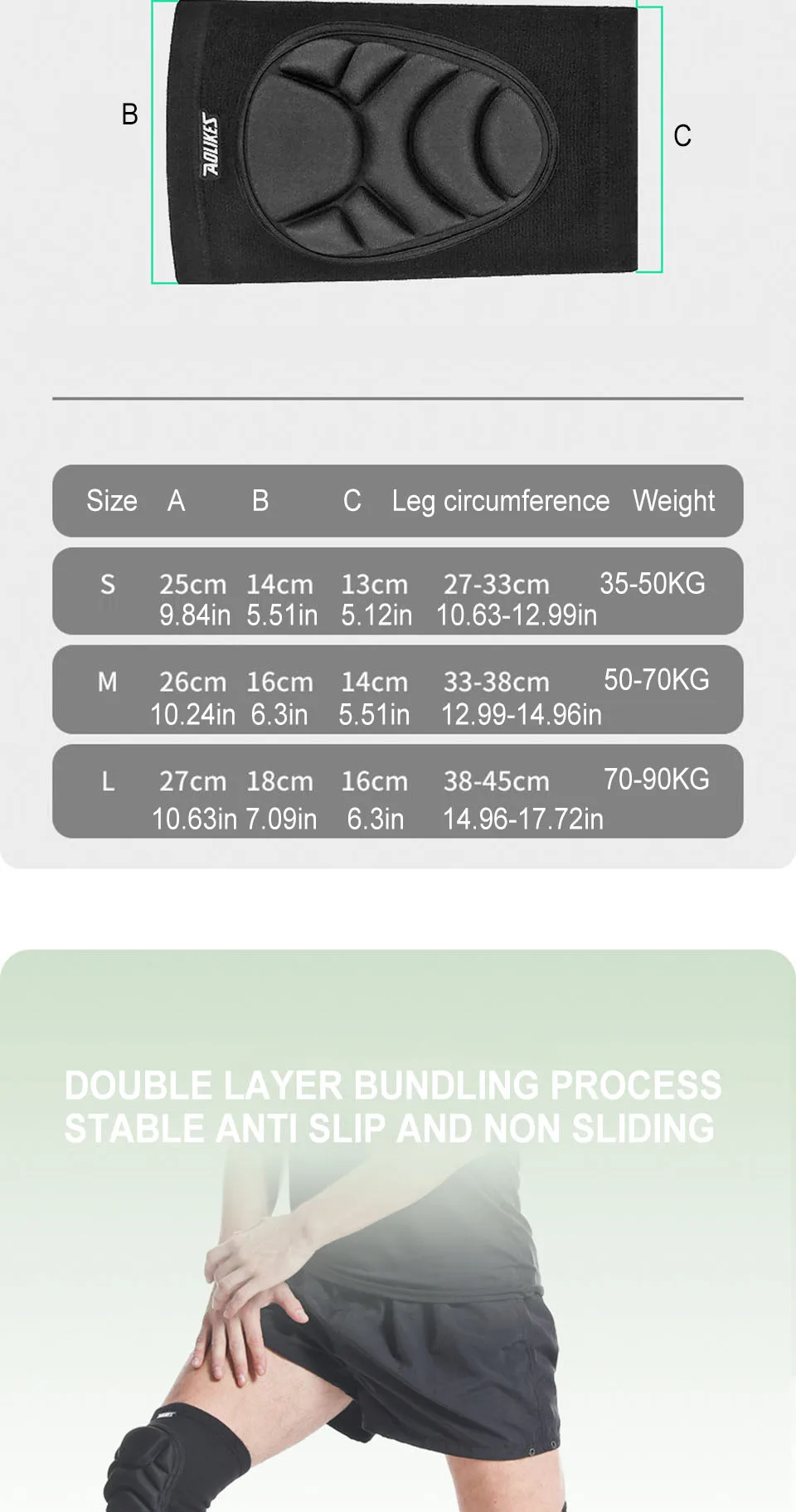 AOLIKES New Knee Pads, Anti-Slip Collision Avoidance Kneepads with Thick EVA Foam, for Volleyball, Football Dance Knee Sleeve