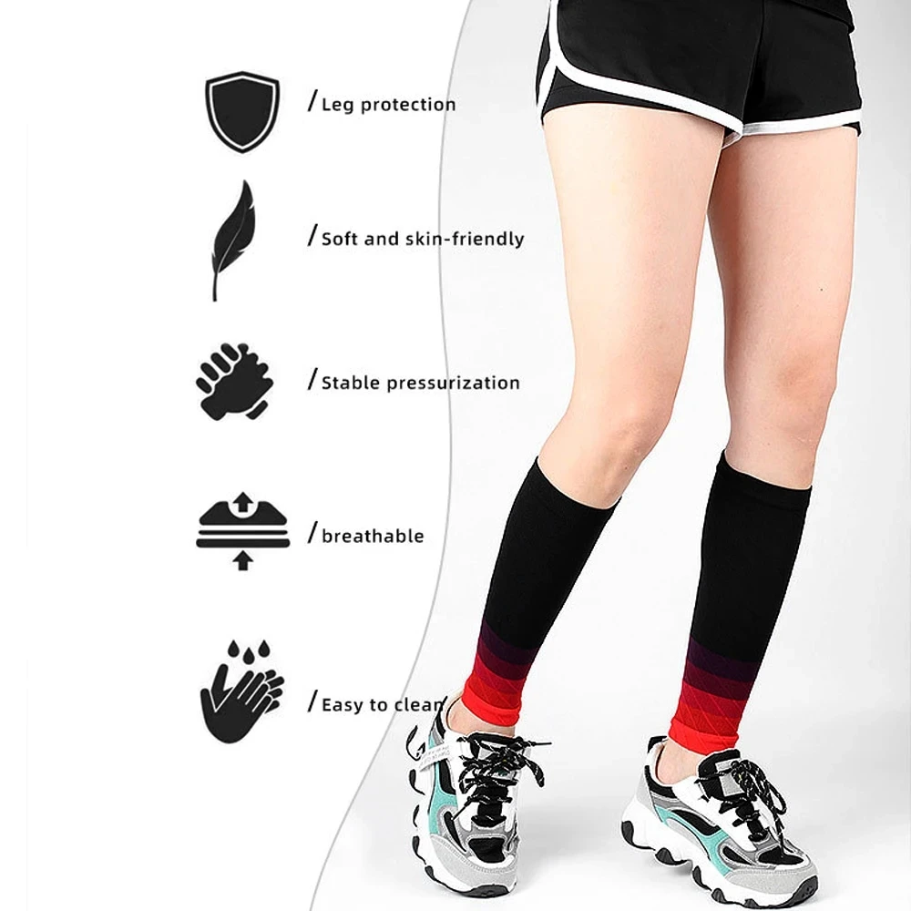 1Pair Calf Compression Sleeve  20-30mmHg Women Men Footless Running Leg Socks Shin Splints Varicose Veins Marathon Leg Sleeves