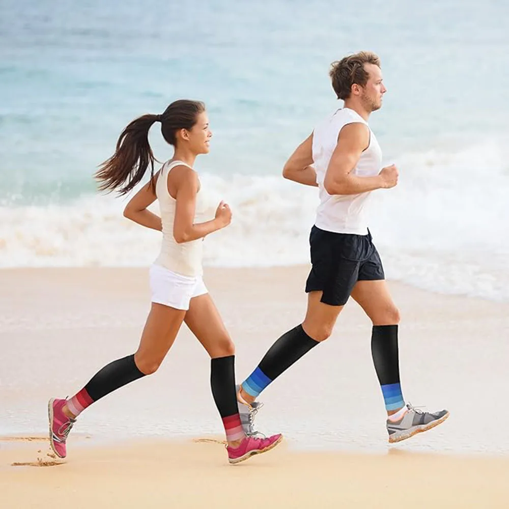 1Pair Calf Compression Sleeve  20-30mmHg Women Men Footless Running Leg Socks Shin Splints Varicose Veins Marathon Leg Sleeves