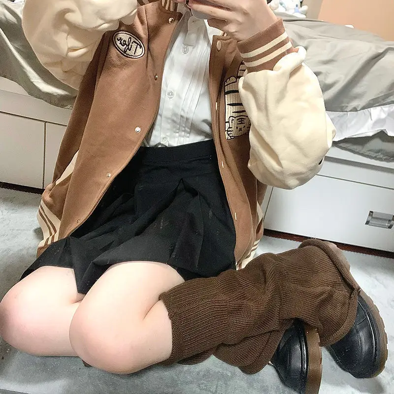 Knitted Mid Tube Spicy Girl Wide Leg Warm Loose Horn Versatile JK Foot Cover Thickened Women Solid Color Y2k Pile Sock Cover