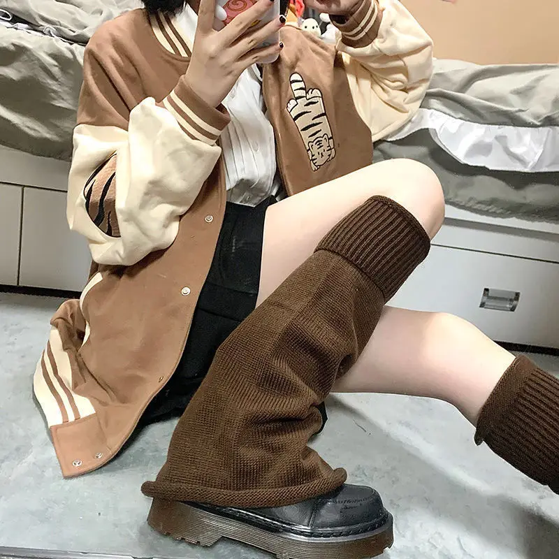 Knitted Mid Tube Spicy Girl Wide Leg Warm Loose Horn Versatile JK Foot Cover Thickened Women Solid Color Y2k Pile Sock Cover