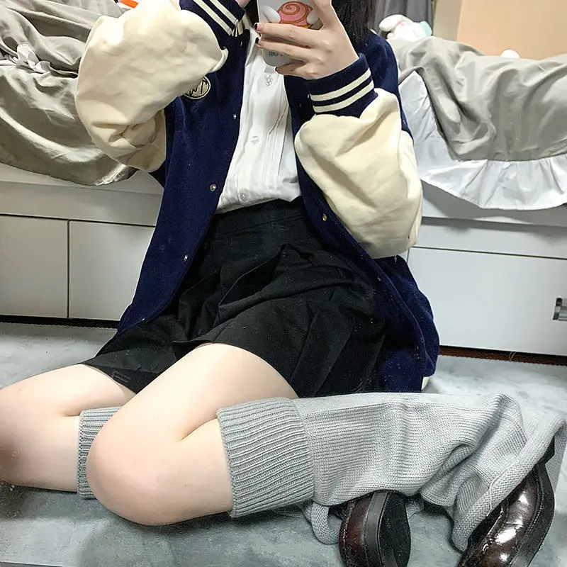 Knitted Mid Tube Spicy Girl Wide Leg Warm Loose Horn Versatile JK Foot Cover Thickened Women Solid Color Y2k Pile Sock Cover