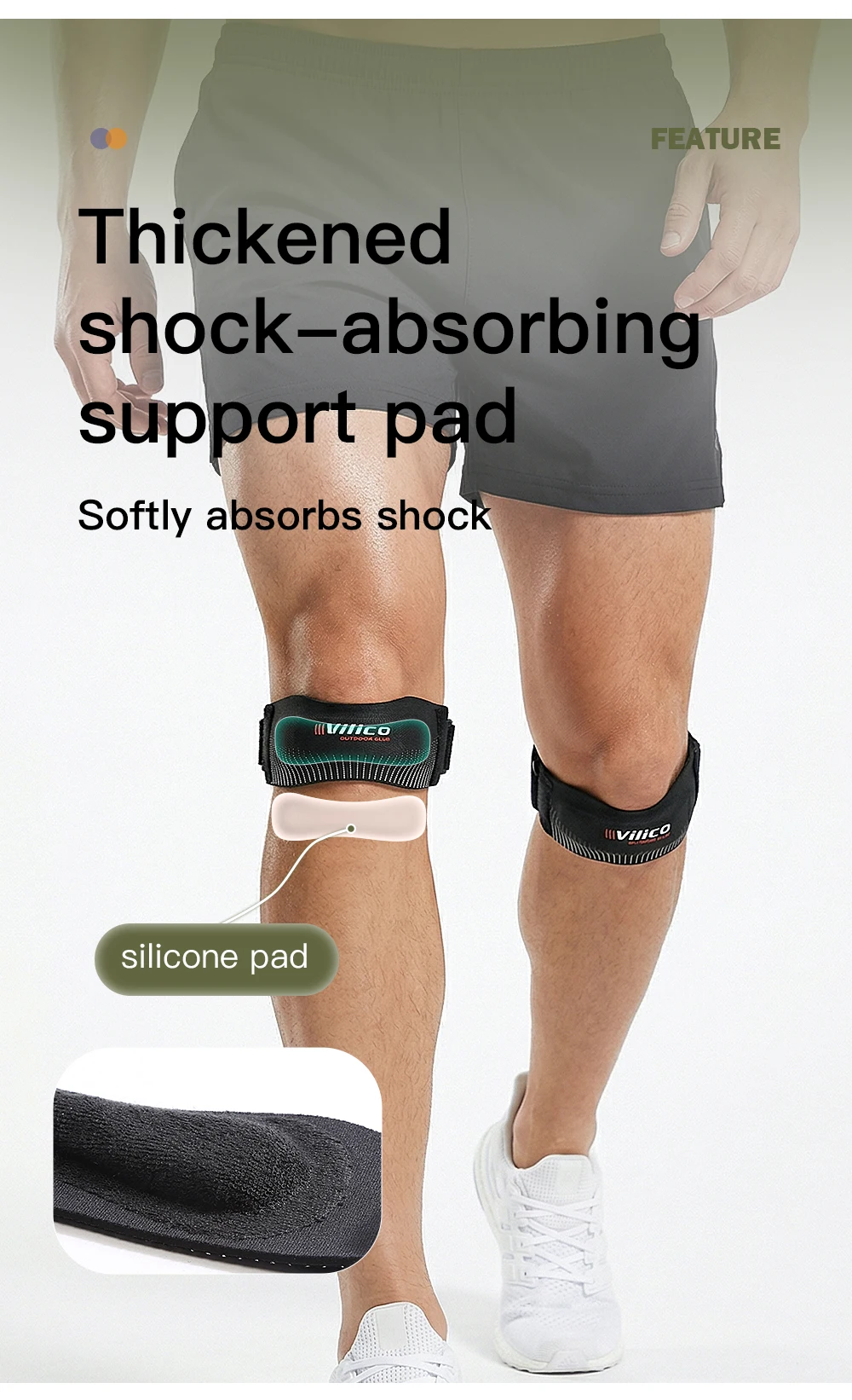 1pc VILICO Patellar Strap, Knee Protector Patellar Tendon Support Suitable for Running, Basketball, Jumper Knees, Tennis, Volley