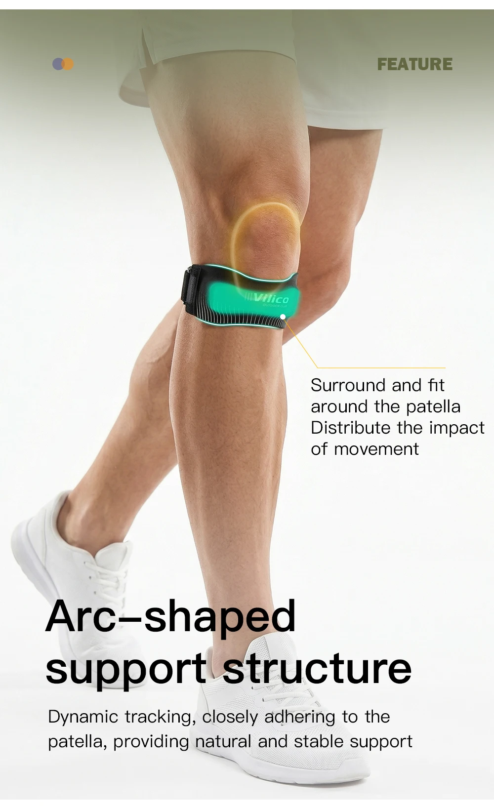 1pc VILICO Patellar Strap, Knee Protector Patellar Tendon Support Suitable for Running, Basketball, Jumper Knees, Tennis, Volley