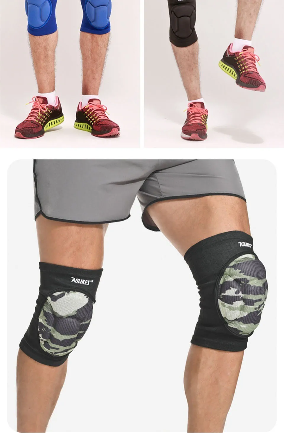 AOLIKES Knee Pads Thicken Sponge Volleyball Dancing Knee Protective Brace Gym Fitness Non Slip Unisex Basketball Yoga Knee Pads