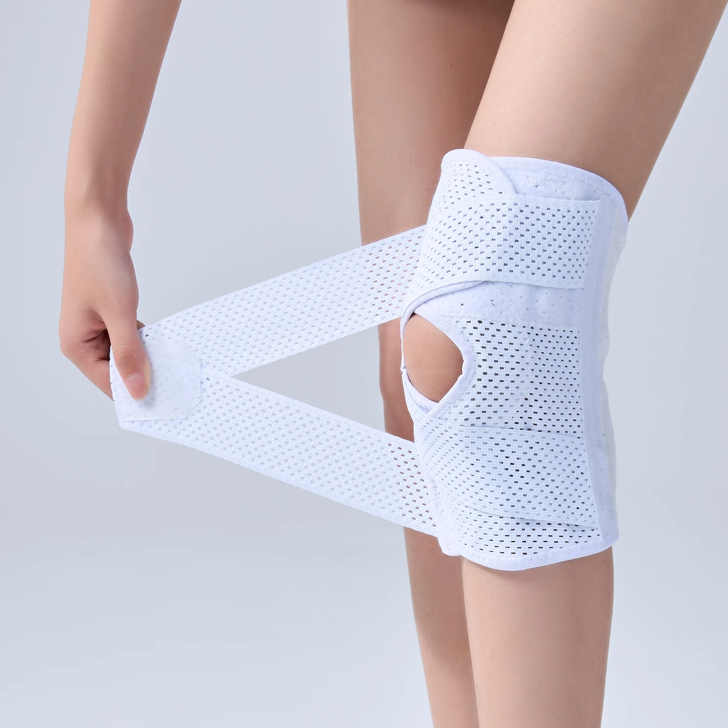 Adjustable Knee Brace Mesh Breathable Knee Support with Spring Stabilizers Open‑Patella Knee Sleeve for Daily Outdoor Activities