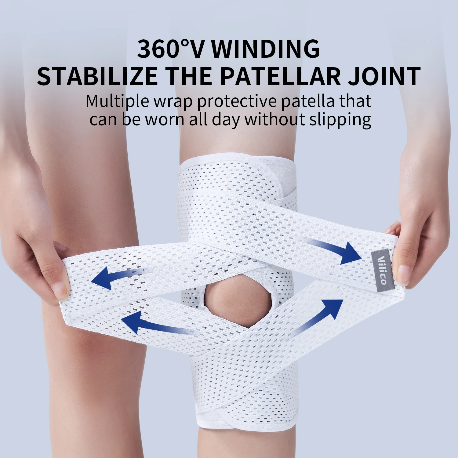 Adjustable Knee Brace Mesh Breathable Knee Support with Spring Stabilizers Open‑Patella Knee Sleeve for Daily Outdoor Activities