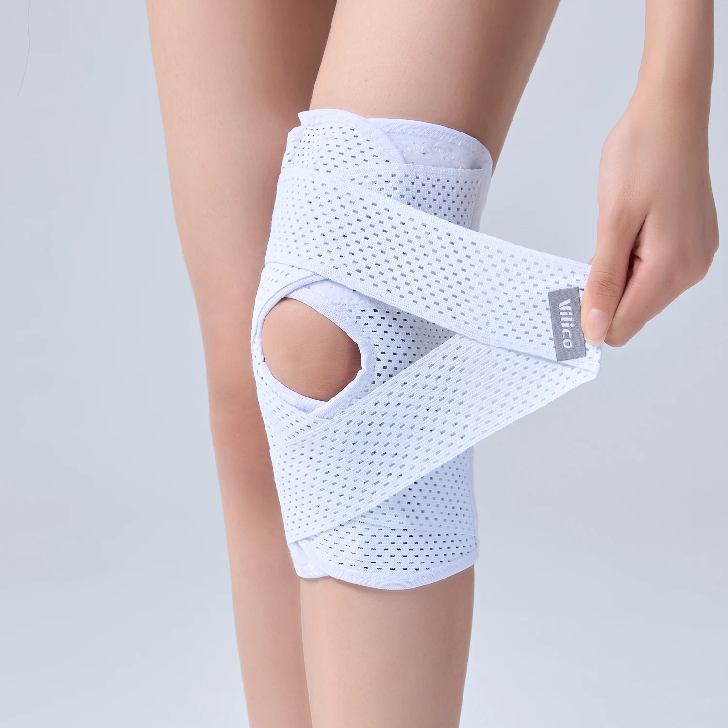 Adjustable Knee Brace Mesh Breathable Knee Support with Spring Stabilizers Open‑Patella Knee Sleeve for Daily Outdoor Activities