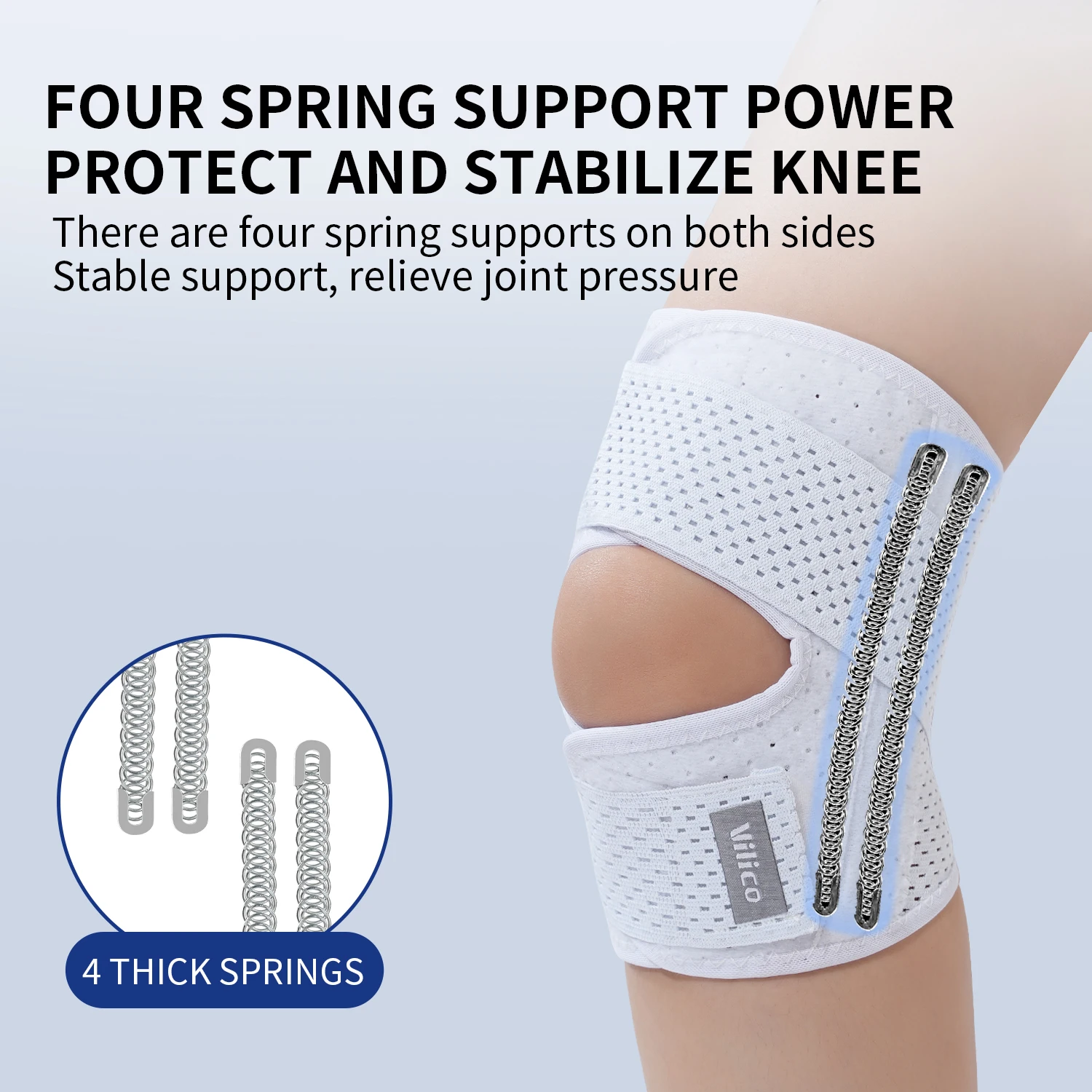 Adjustable Knee Brace Mesh Breathable Knee Support with Spring Stabilizers Open‑Patella Knee Sleeve for Daily Outdoor Activities