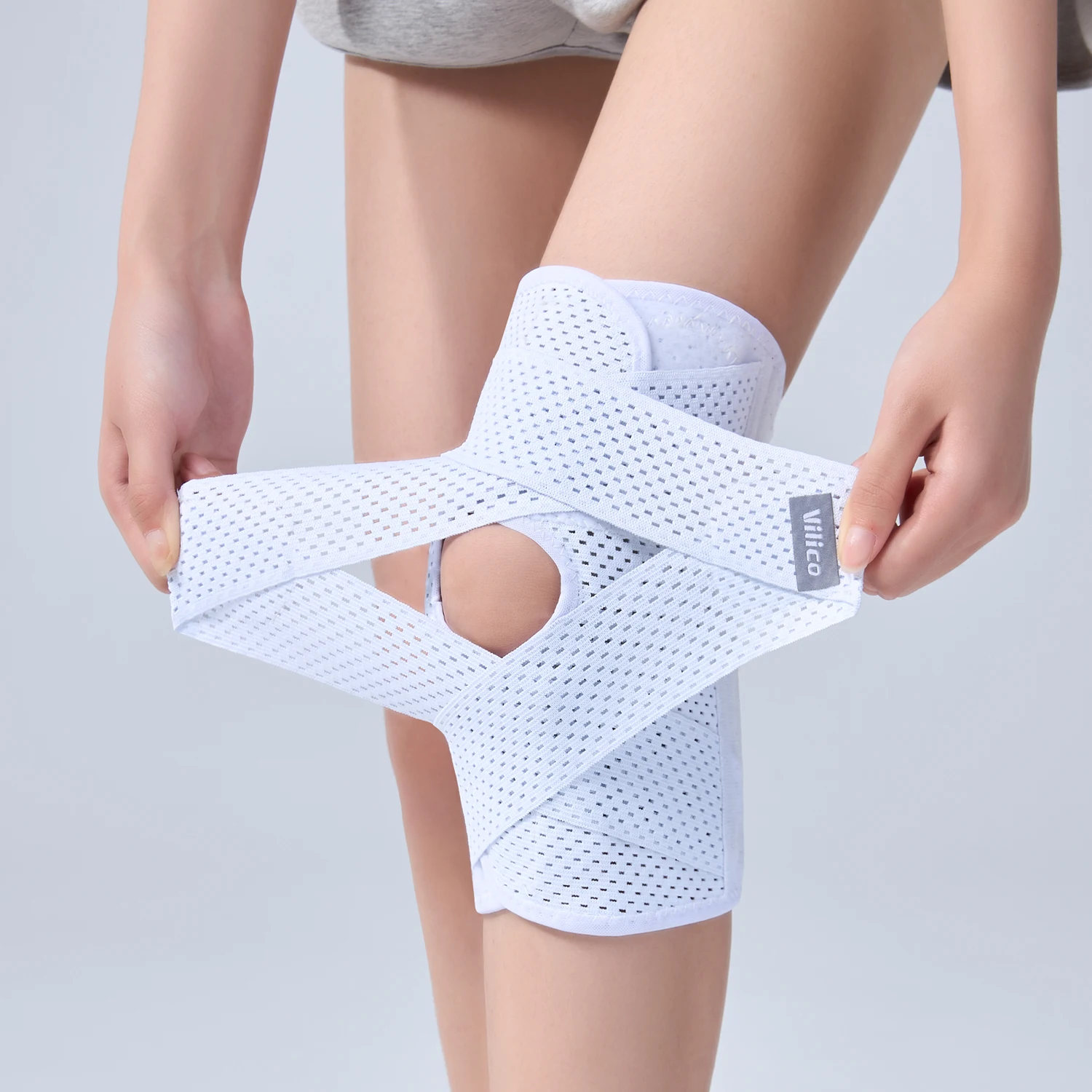 Adjustable Knee Brace Mesh Breathable Knee Support with Spring Stabilizers Open‑Patella Knee Sleeve for Daily Outdoor Activities