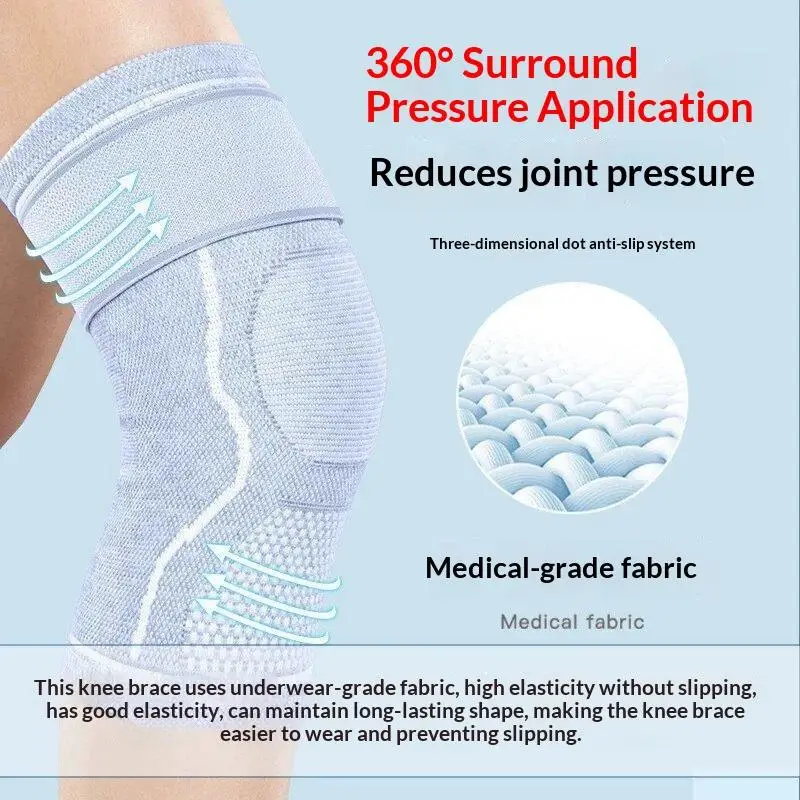 Compression Knee Brace Breathable Non-slip Adjustable Straps for Joint Pain Relief Squat Weightlifting Gym Training