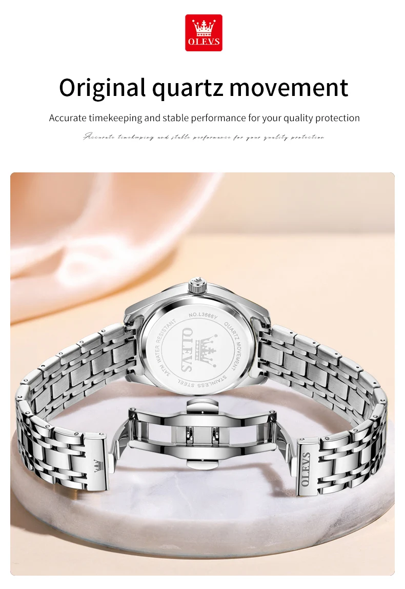 OLEVS 3666 Couple Watch Luxury Original Fashion Brand Waterproof Luminous Quartz Watch Man And Woman Watches Calendar Design
