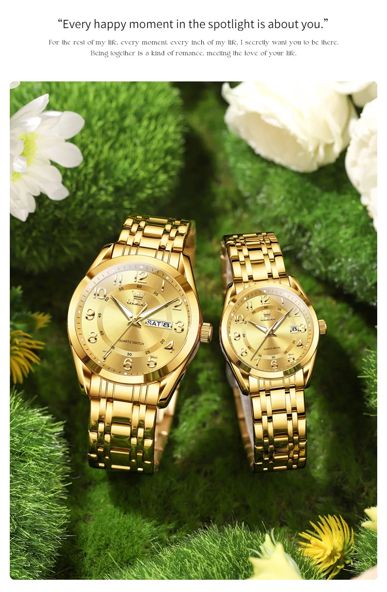 OLEVS 3666 Couple Watch Luxury Original Fashion Brand Waterproof Luminous Quartz Watch Man And Woman Watches Calendar Design