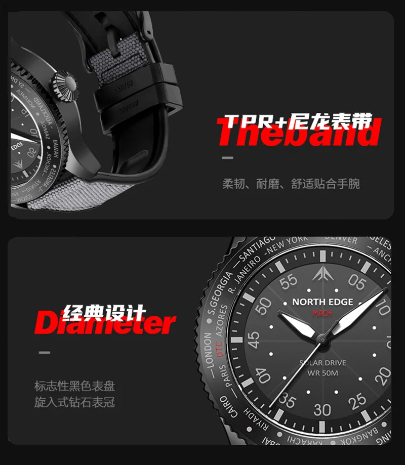 2026 Outdoor Sports Electronic Watch Solar Charging Luminous Waterproof Endurance Light Energy Driven Pointer Watch