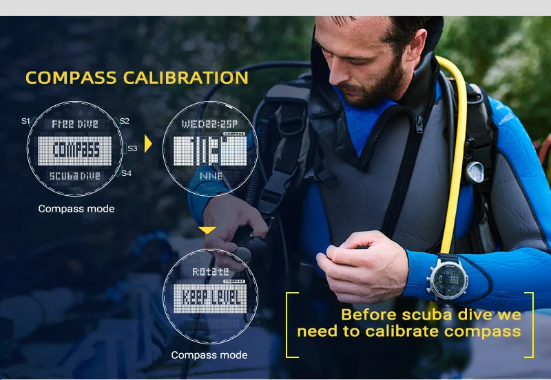 NORTH EDGE AQUA Waterproof Diving Computer Watch with Compass And Altimeter Diving Equipment Watch