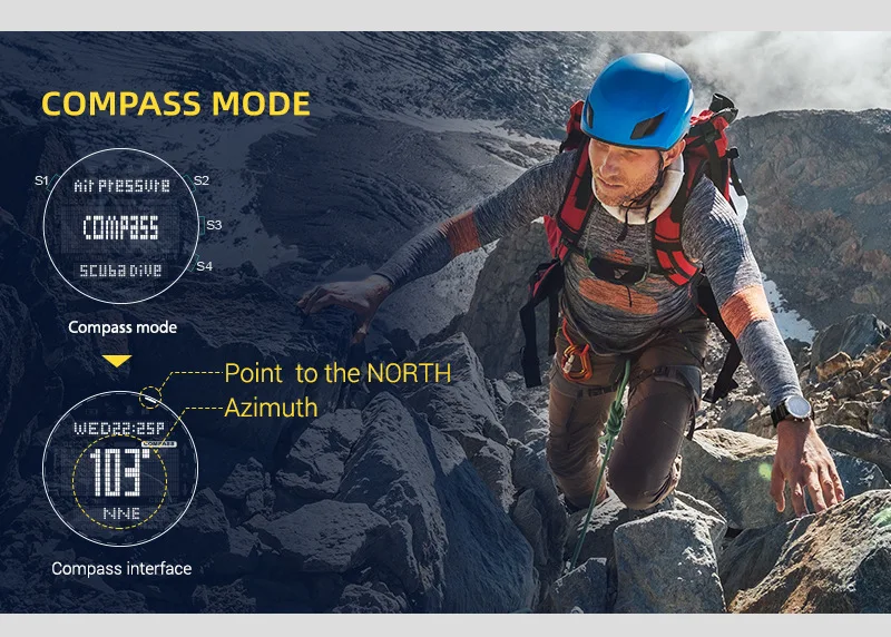 NORTH EDGE AQUA Waterproof Diving Computer Watch with Compass And Altimeter Diving Equipment Watch