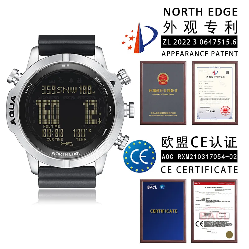 NORTH EDGE AQUA Waterproof Diving Computer Watch with Compass And Altimeter Diving Equipment Watch