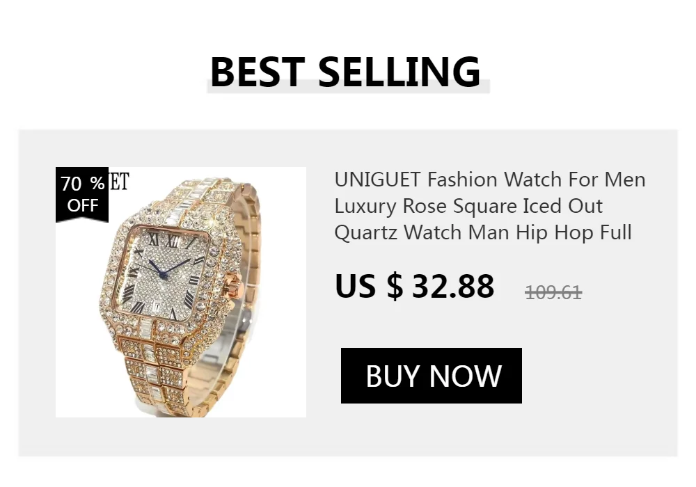 UNIGUET Luxury Ice Watch for Men Women Fashion Hip Hop Full Diamond Square Couple Wristwatch Gift 2026 Hor Sale