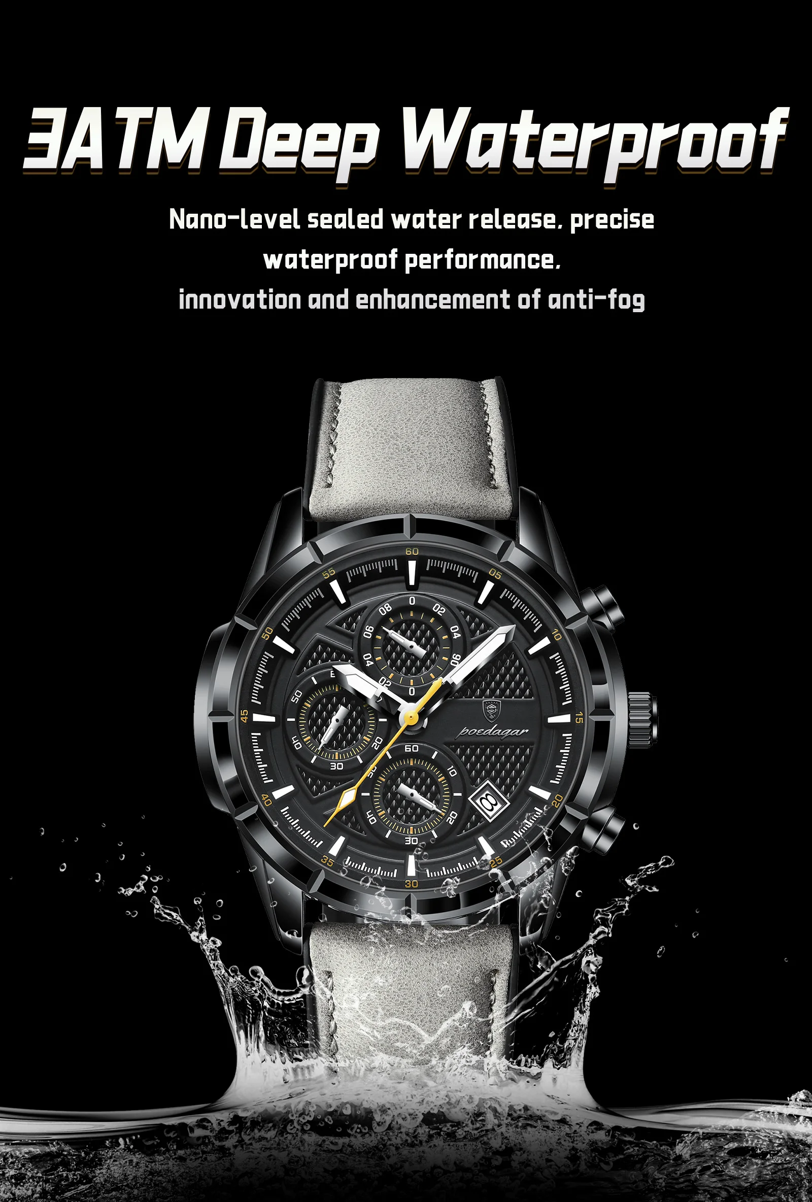 POEDAGAR Vintage Couple Wristwatch Quartz Leather Men's Watches Date Chronograph Waterproof Luminous Man Watch Gift For Husband