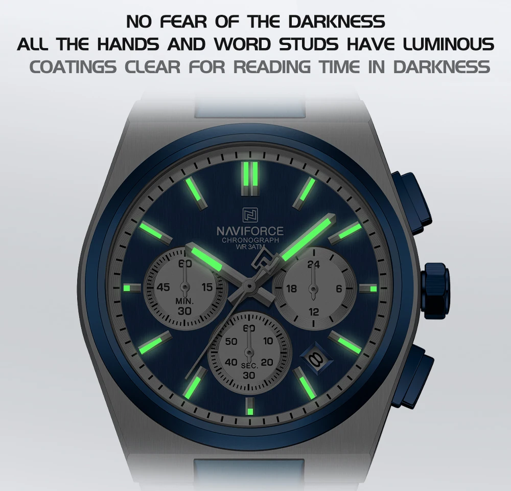 NAVIFORCE Trend Brand Steel Strap Couples Watch Quartz Automatic Date Display Chronograph Lover Waterproof Casual Wrist Watch