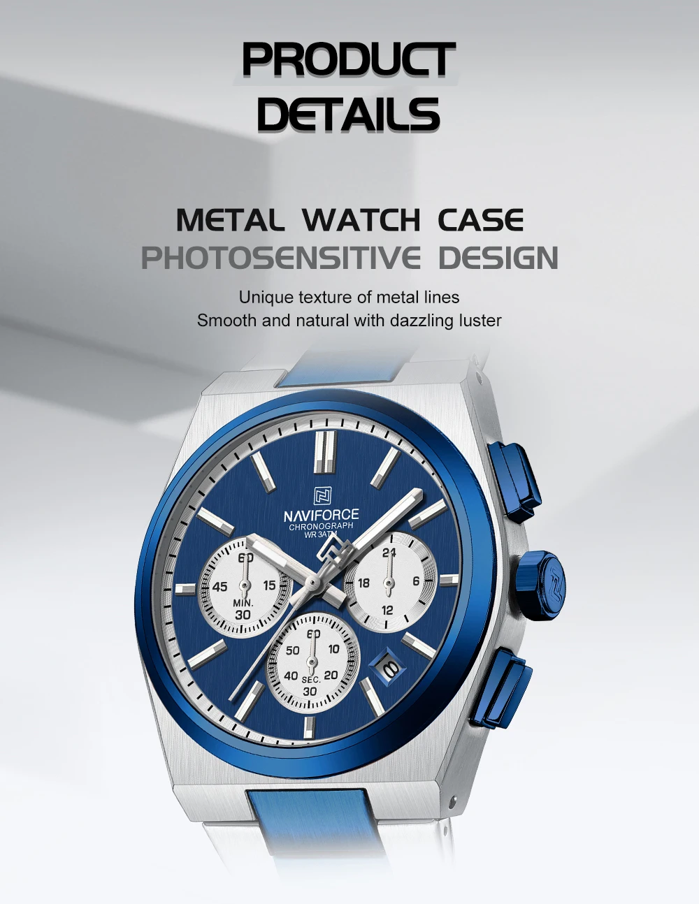 NAVIFORCE Trend Brand Steel Strap Couples Watch Quartz Automatic Date Display Chronograph Lover Waterproof Casual Wrist Watch