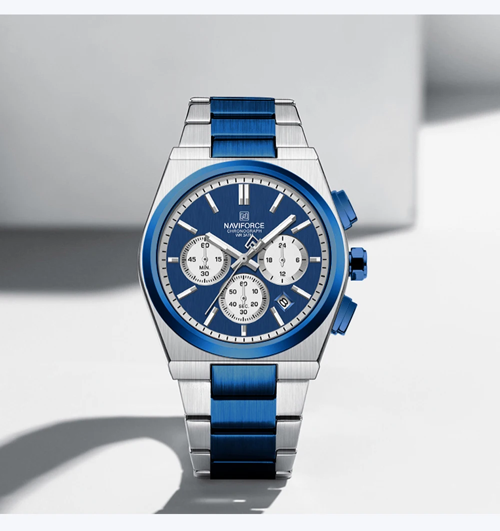 NAVIFORCE Trend Brand Steel Strap Couples Watch Quartz Automatic Date Display Chronograph Lover Waterproof Casual Wrist Watch