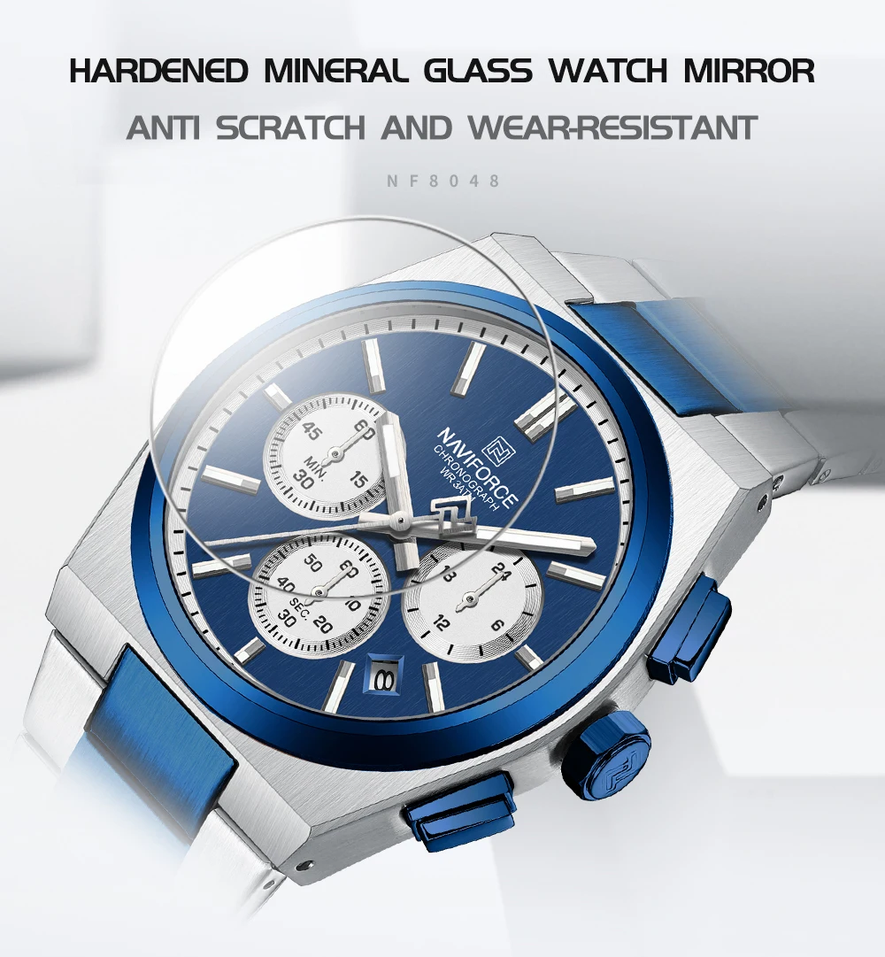 NAVIFORCE Trend Brand Steel Strap Couples Watch Quartz Automatic Date Display Chronograph Lover Waterproof Casual Wrist Watch