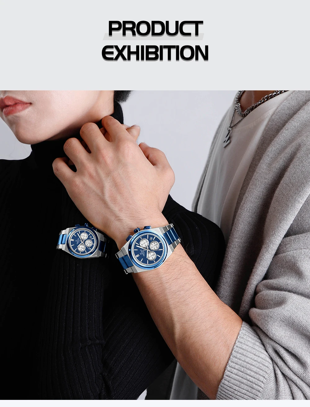 NAVIFORCE Trend Brand Steel Strap Couples Watch Quartz Automatic Date Display Chronograph Lover Waterproof Casual Wrist Watch