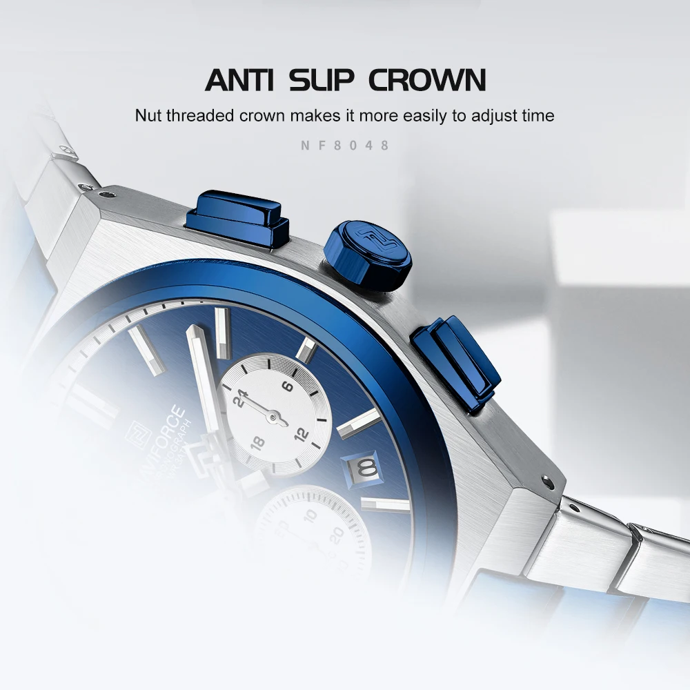 NAVIFORCE Trend Brand Steel Strap Couples Watch Quartz Automatic Date Display Chronograph Lover Waterproof Casual Wrist Watch