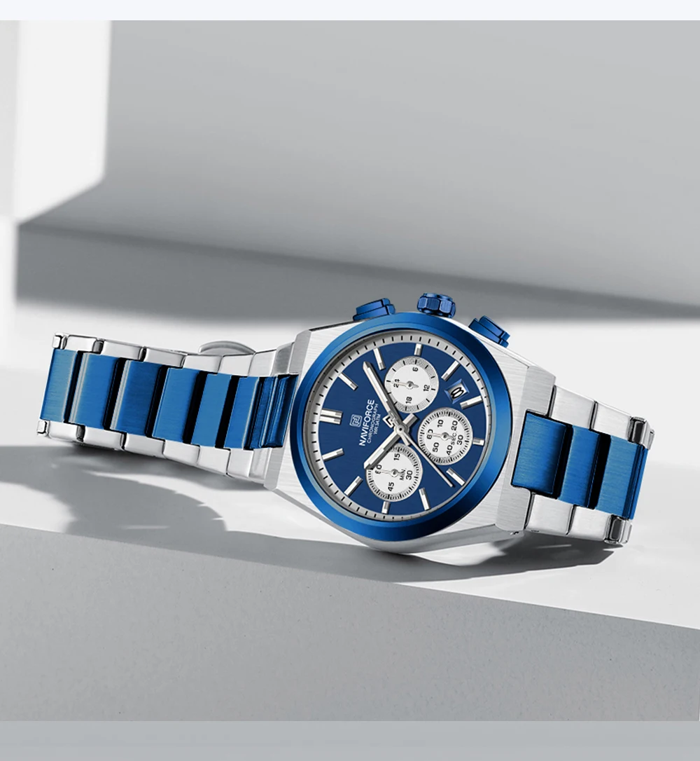 NAVIFORCE Trend Brand Steel Strap Couples Watch Quartz Automatic Date Display Chronograph Lover Waterproof Casual Wrist Watch