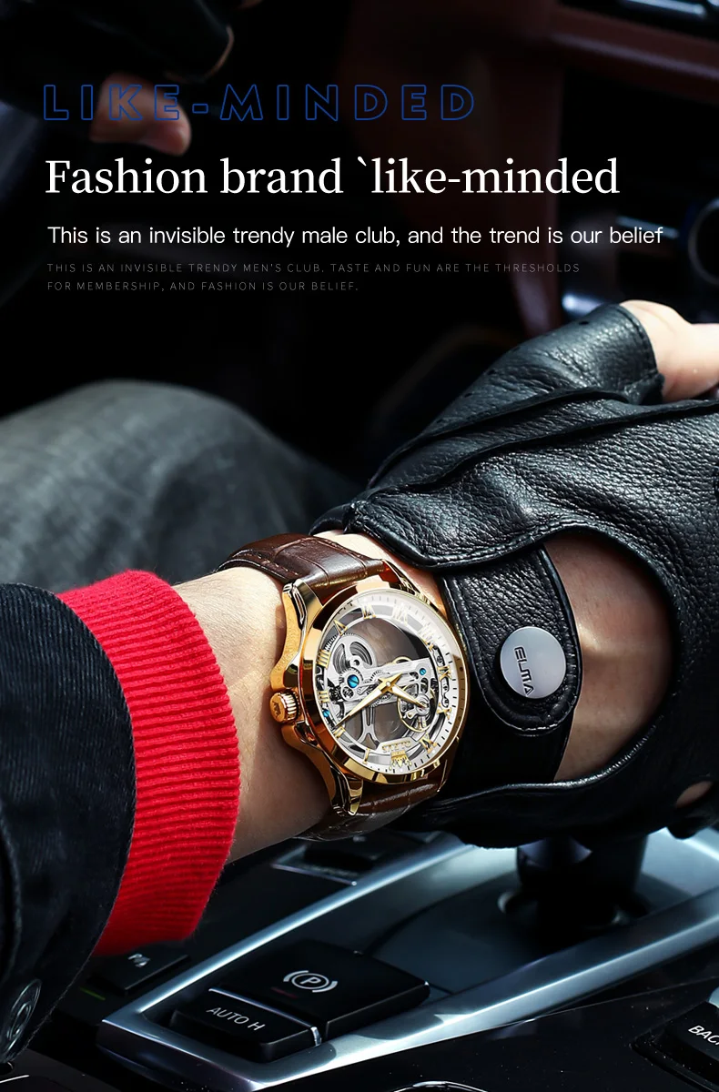 OLEVS Couple Watches Original Fully Transparent Skeleton Automatic Mechanical Watches For Men Women Lover's Gift Luxury Watches