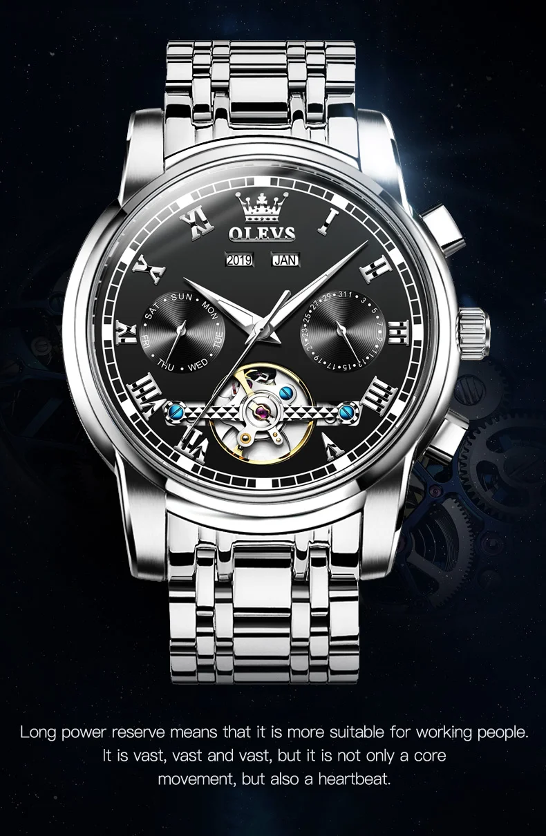 100% Original OLEVS Automatic Mechanical Couple Wrist Watches for Men and Women Waterproof Watches His or Hers Lover's Watch Set