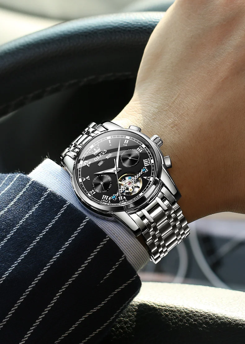 100% Original OLEVS Automatic Mechanical Couple Wrist Watches for Men and Women Waterproof Watches His or Hers Lover's Watch Set