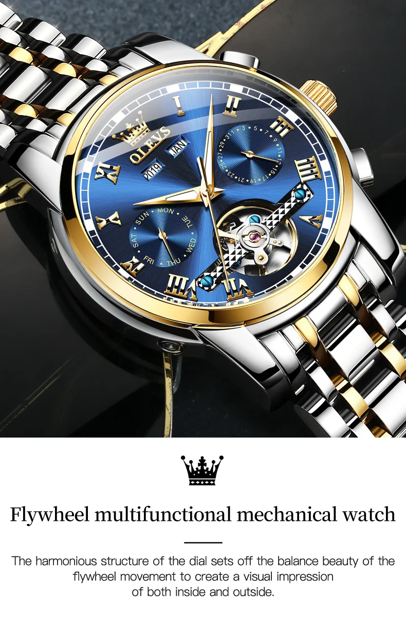 100% Original OLEVS Automatic Mechanical Couple Wrist Watches for Men and Women Waterproof Watches His or Hers Lover's Watch Set
