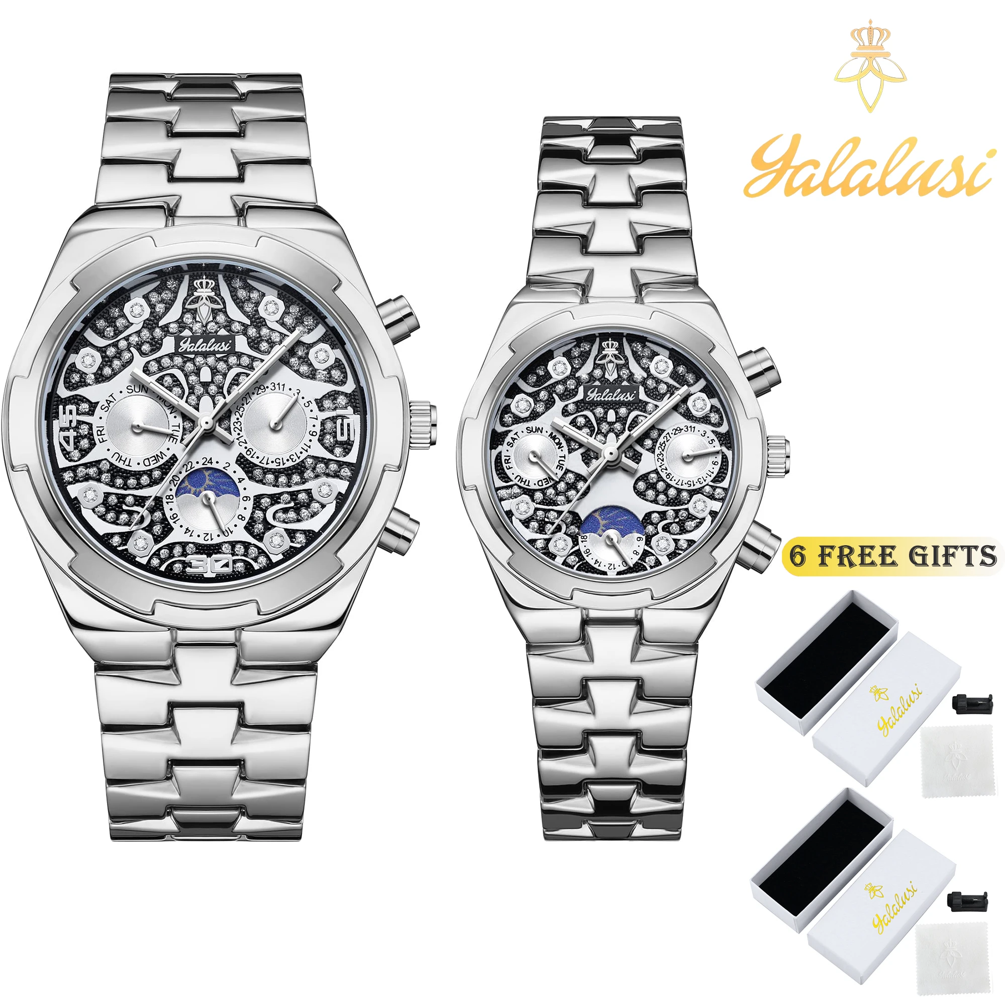 YaLaLuSi Unisex Waterproof Quartz Watches: Luxury Couple Watches, Fashionable Bracelet Watches, Gift Ideas Reloj Mujer