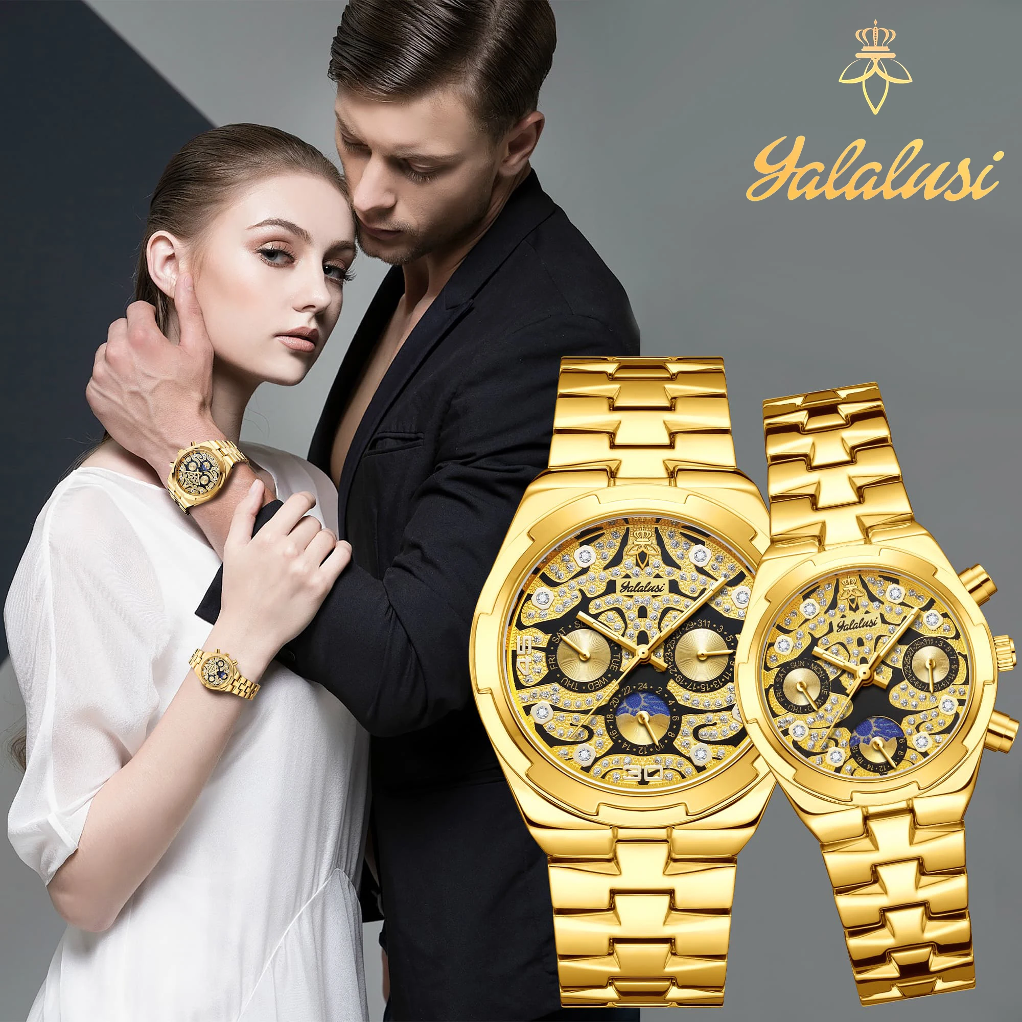 YaLaLuSi Unisex Waterproof Quartz Watches: Luxury Couple Watches, Fashionable Bracelet Watches, Gift Ideas Reloj Mujer