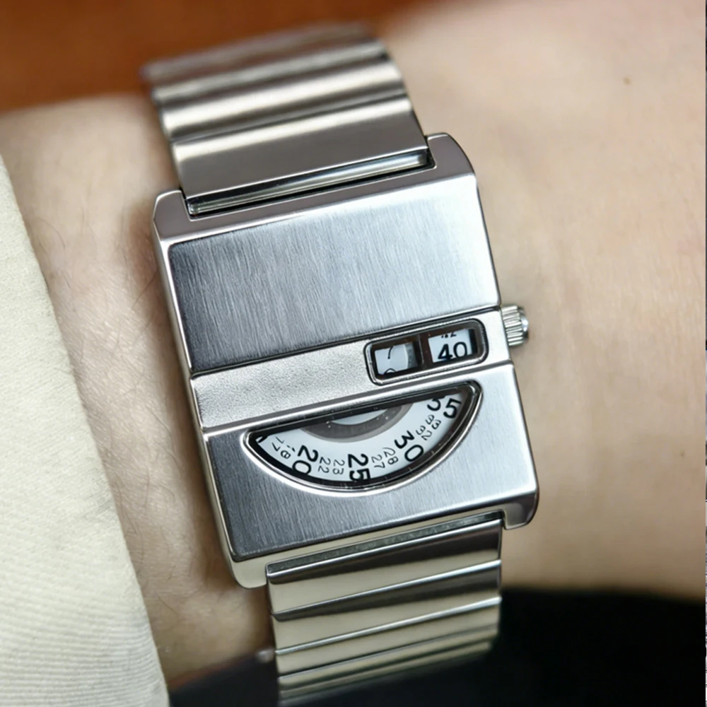 Square Niche Couple Watches Silver Stainless Steel Bracelet New-style Trendy Men Timepiece Fashionable Gift Unisex Quartz Watche