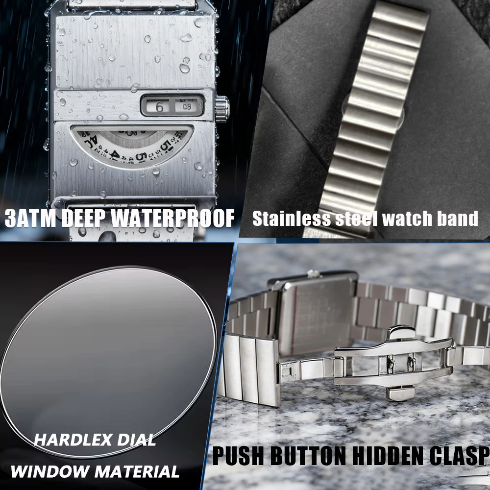 Square Niche Couple Watches Silver Stainless Steel Bracelet New-style Trendy Men Timepiece Fashionable Gift Unisex Quartz Watche