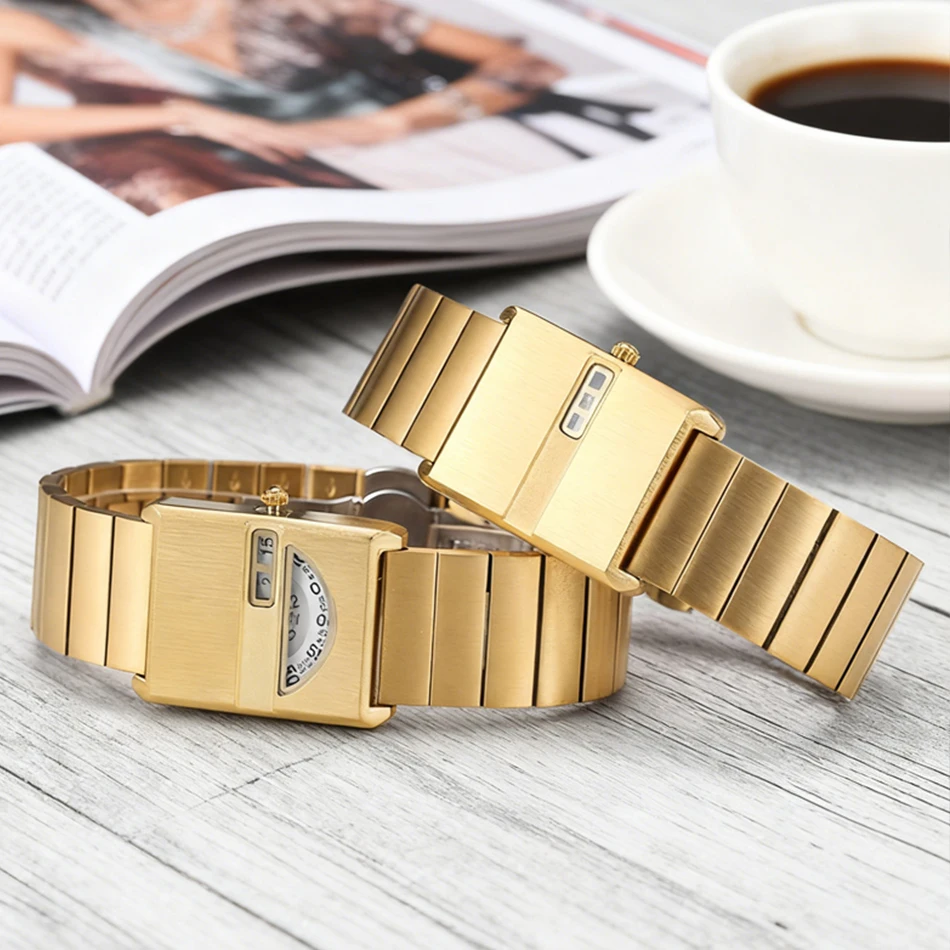 Square Niche Couple Watches Silver Stainless Steel Bracelet New-style Trendy Men Timepiece Fashionable Gift Unisex Quartz Watche