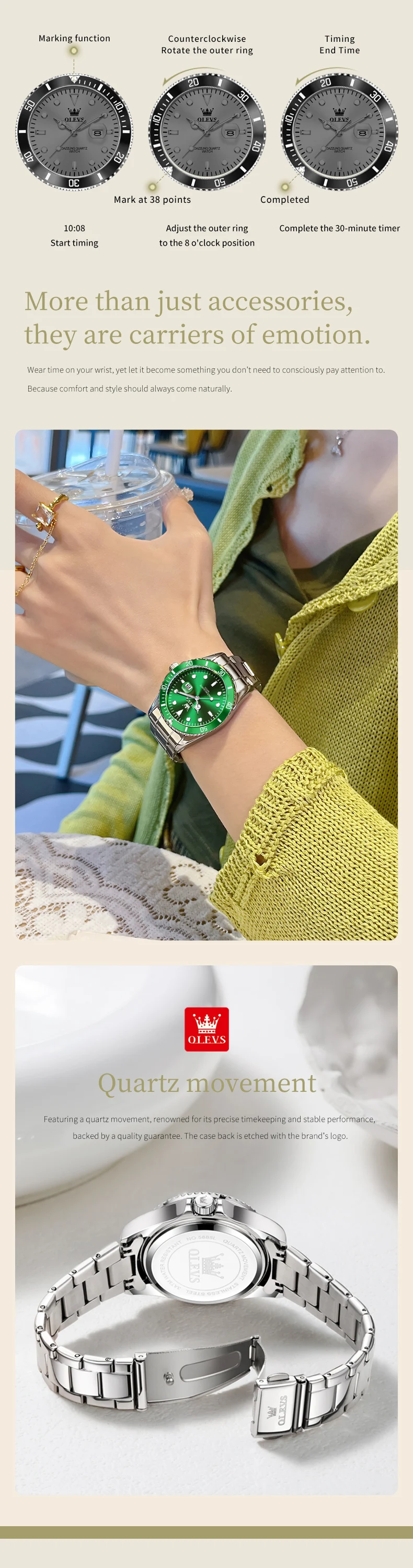 OLEVS Couple Watches Trend Fashion Stainless Steel Original Quartz Watch for Lover Premium Gift Box for Wristwatches Waterproof