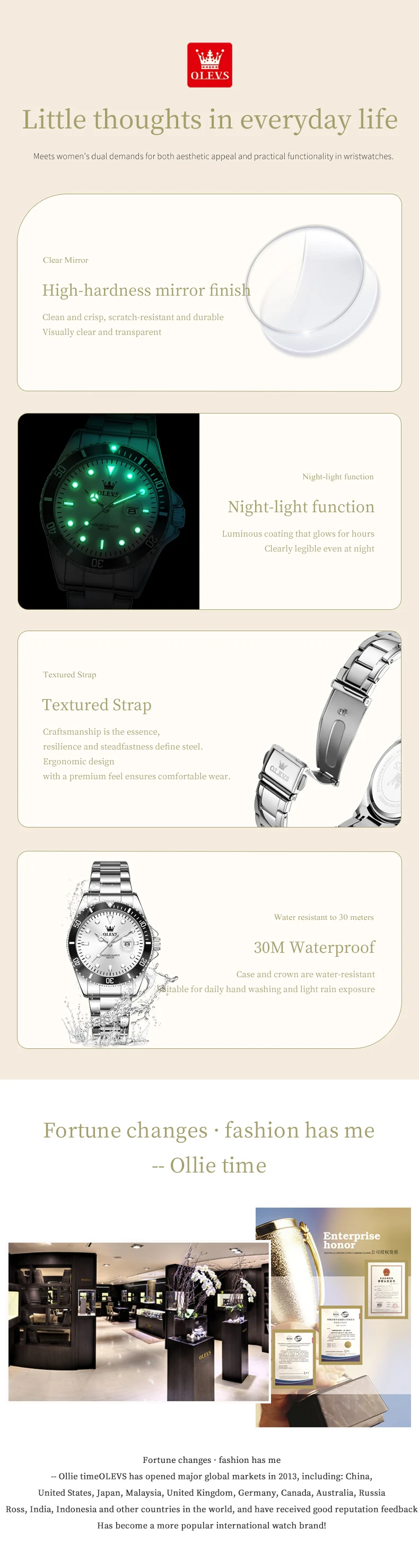 OLEVS Couple Watches Trend Fashion Stainless Steel Original Quartz Watch for Lover Premium Gift Box for Wristwatches Waterproof