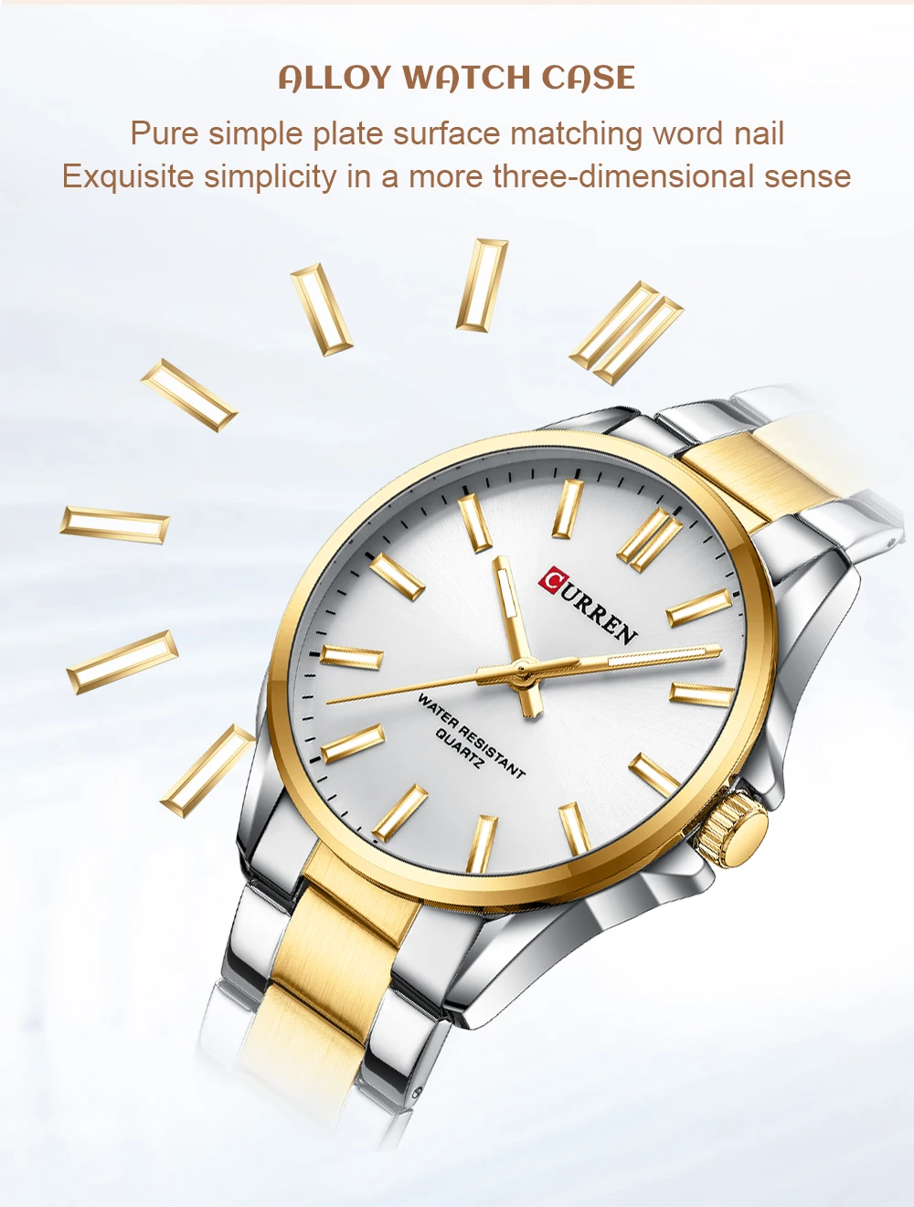 CURREN Fashion Brand Couple Watches for Lovers Simple Classic Quartz Stainless Steel Bracelet Wristwatches with Luminous Hands