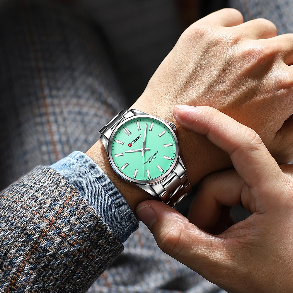 CURREN Fashion Brand Couple Watches for Lovers Simple Classic Quartz Stainless Steel Bracelet Wristwatches with Luminous Hands