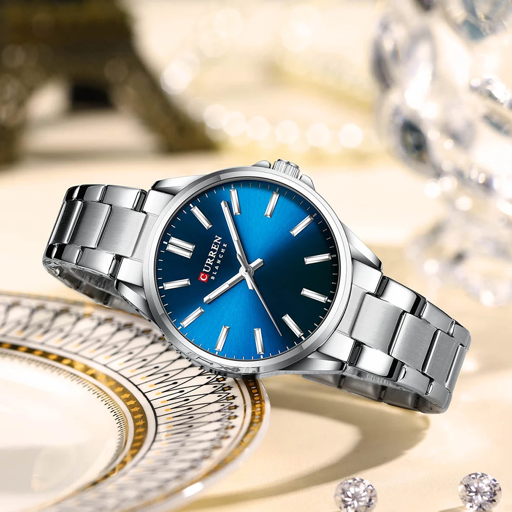 CURREN Fashion Brand Couple Watches for Lovers Simple Classic Quartz Stainless Steel Bracelet Wristwatches with Luminous Hands