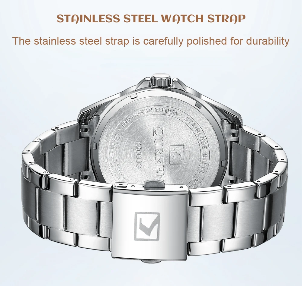 CURREN Fashion Brand Couple Watches for Lovers Simple Classic Quartz Stainless Steel Bracelet Wristwatches with Luminous Hands